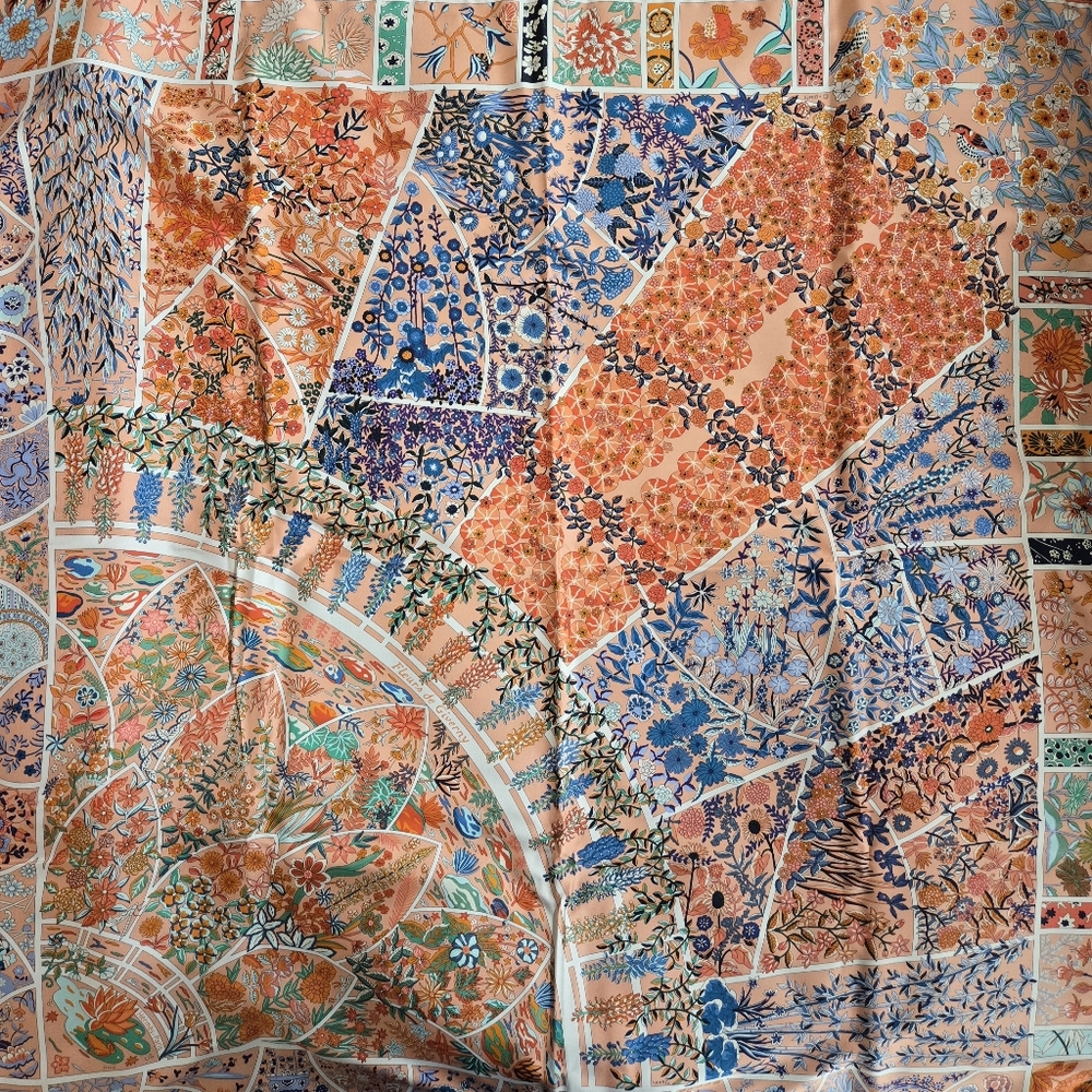 Hermes Fleurs de Giverny  Floral Silk Scarf